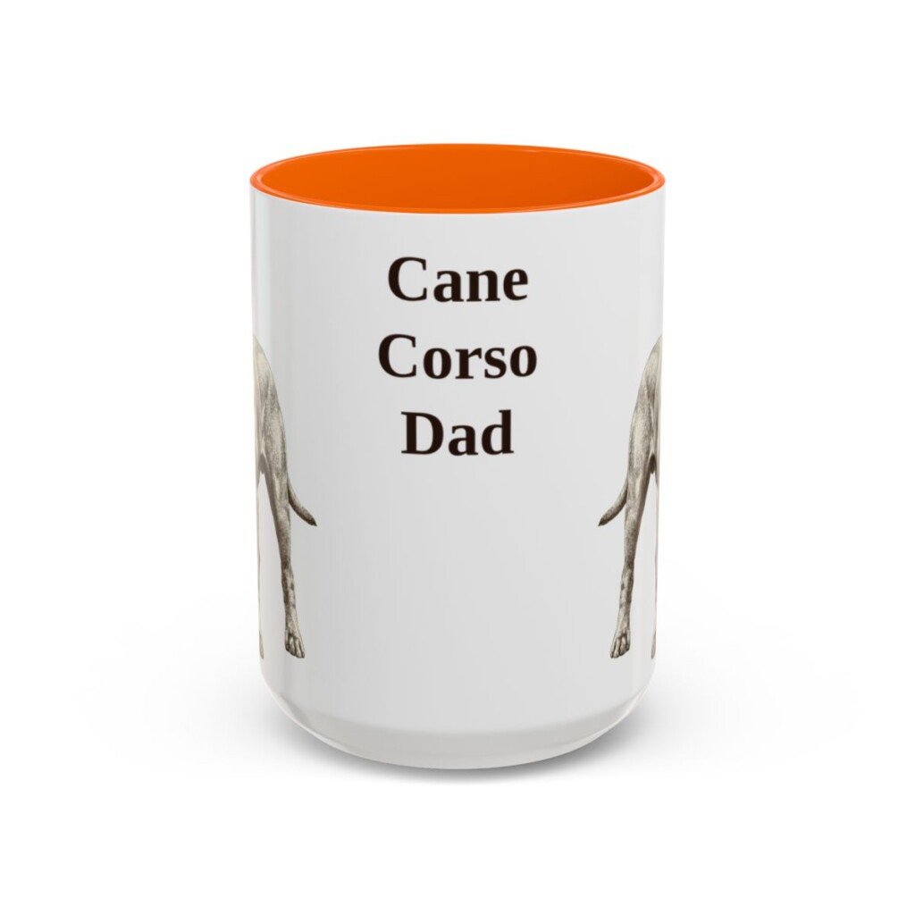 15oz Cane Corso Dog Dad Mug, Orange, front view