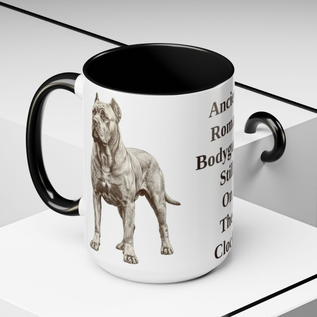 15oz Funny Cane Corso Mug, Black, lifestyle photo
