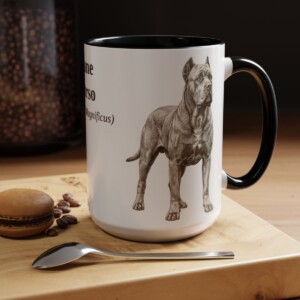 15oz Cane Corso Latin Mug, Black, lifestyle photo