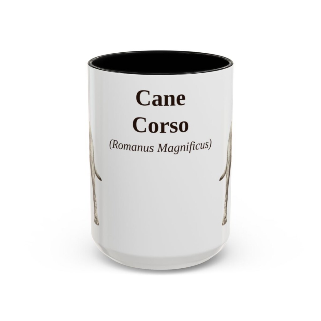 15oz Cane Corso Latin Mug, Black, front view