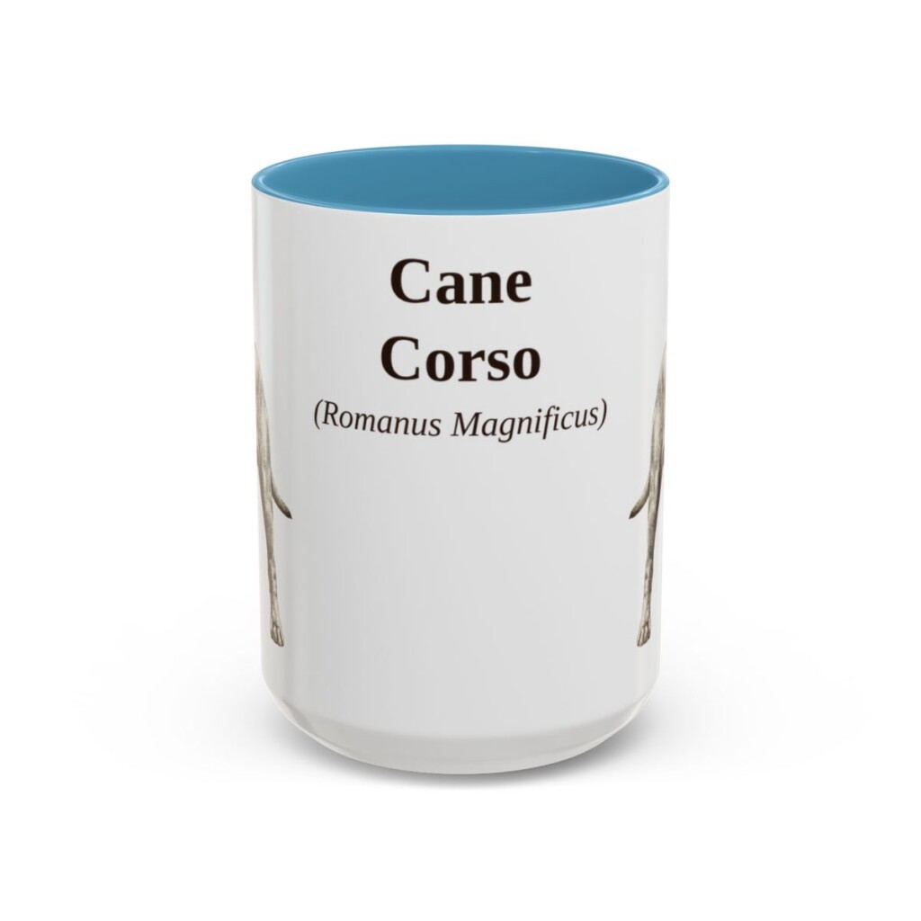 15oz Cane Corso Latin Mug, Light Blue, front view