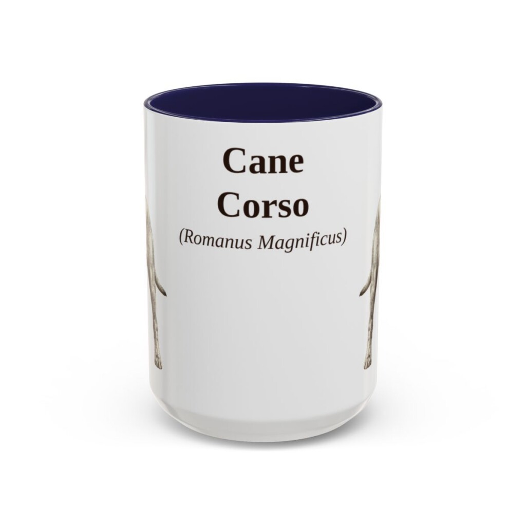15oz Cane Corso Latin Mug, Navy, front view