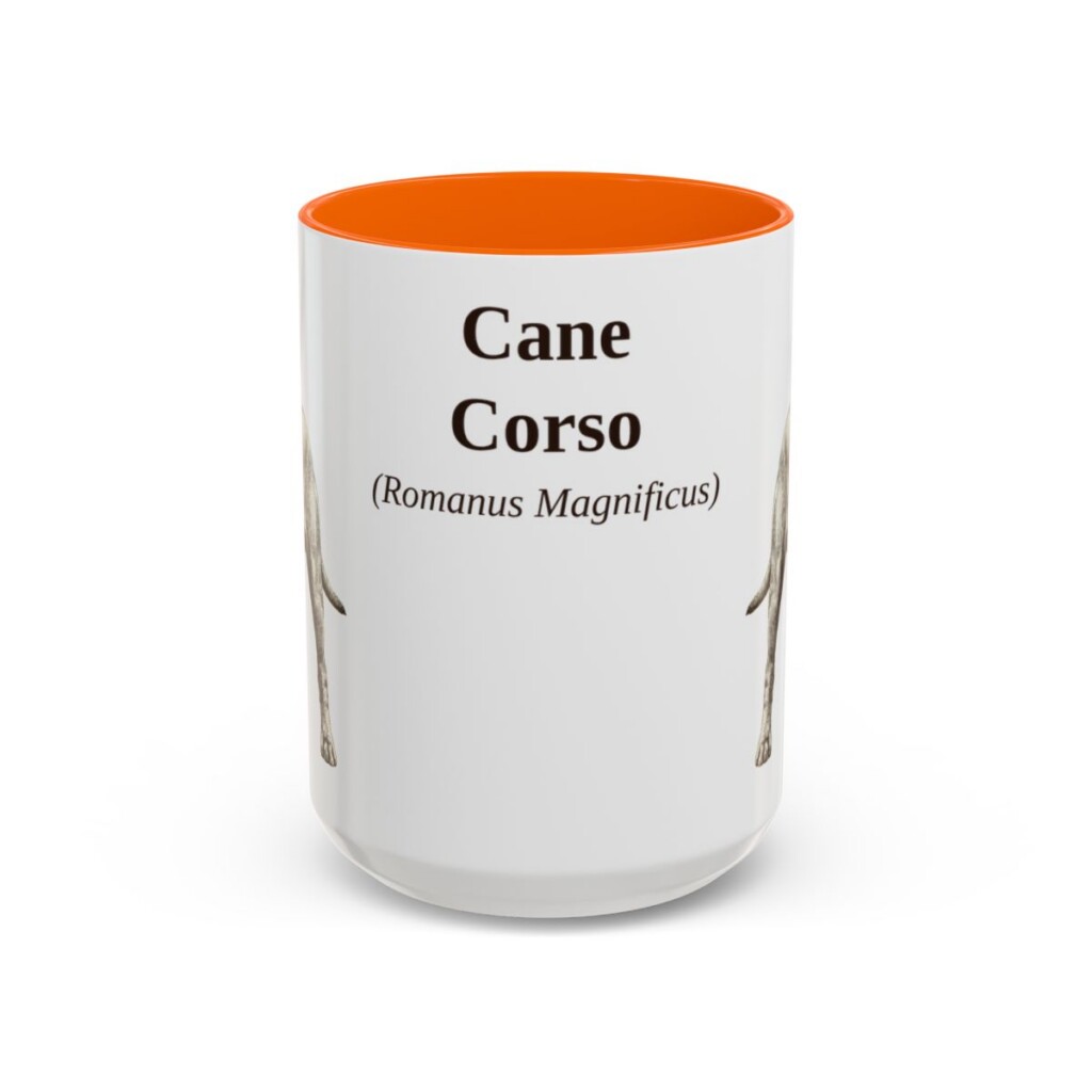 15oz Cane Corso Latin Mug, Orange, front view