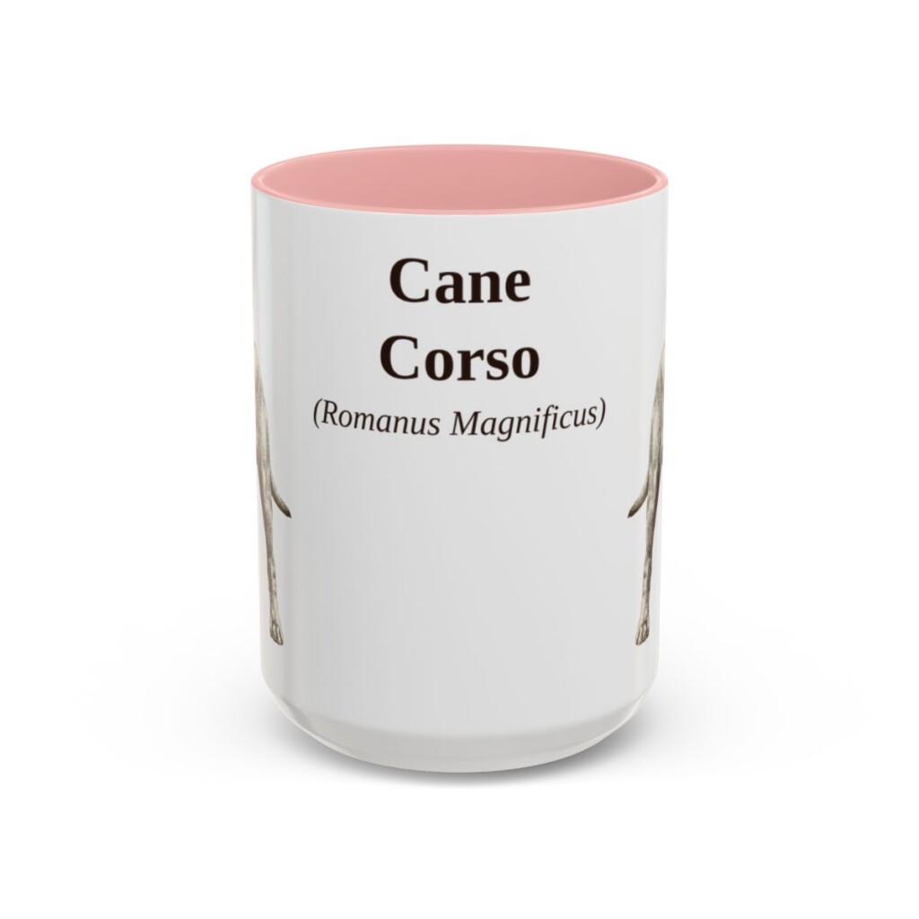 15oz Cane Corso Latin Mug, Pink, front view