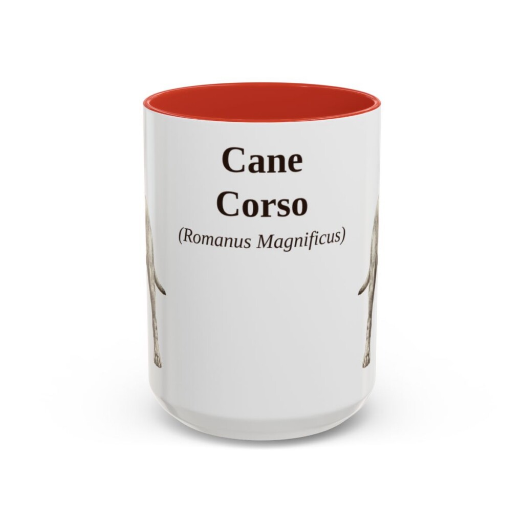 15oz Cane Corso Latin Mug, Red, front view