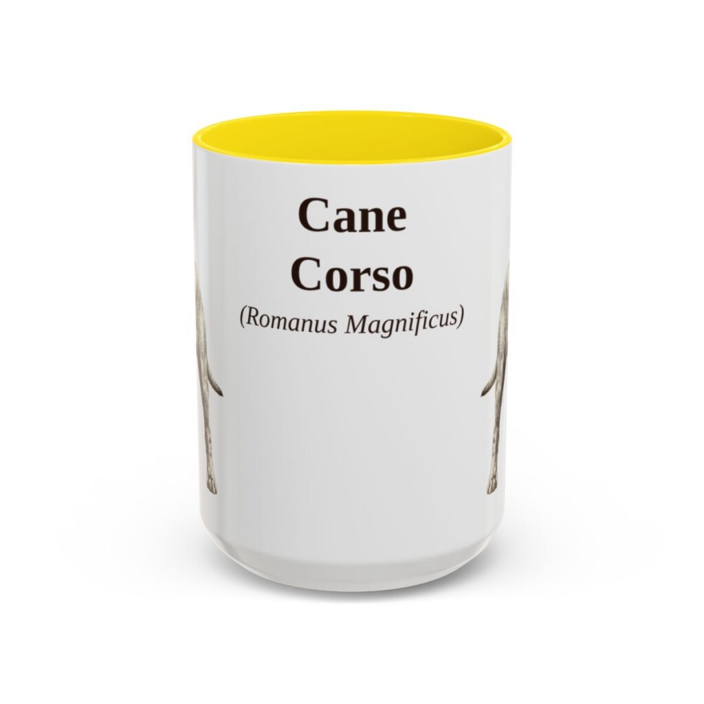 15oz Cane Corso Latin Mug, Yellow, front view