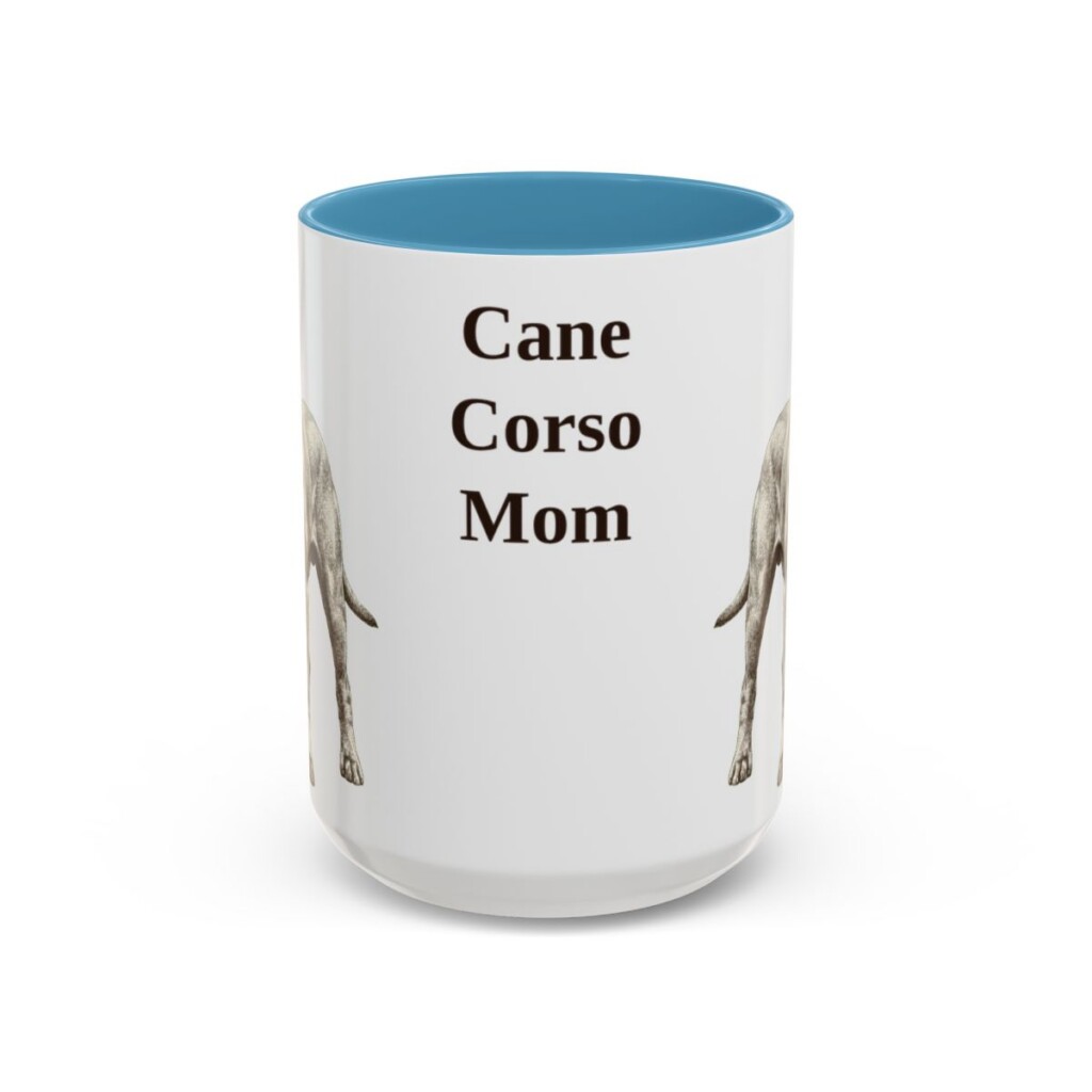 15oz Cane Corso Dog Mom Mug, Light Blue, front view