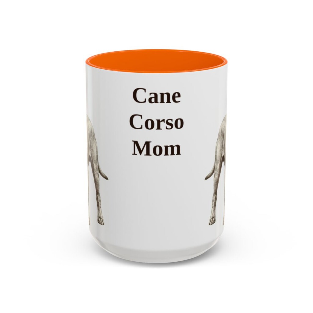 15oz Cane Corso Dog Mom Mug, Orange, front view