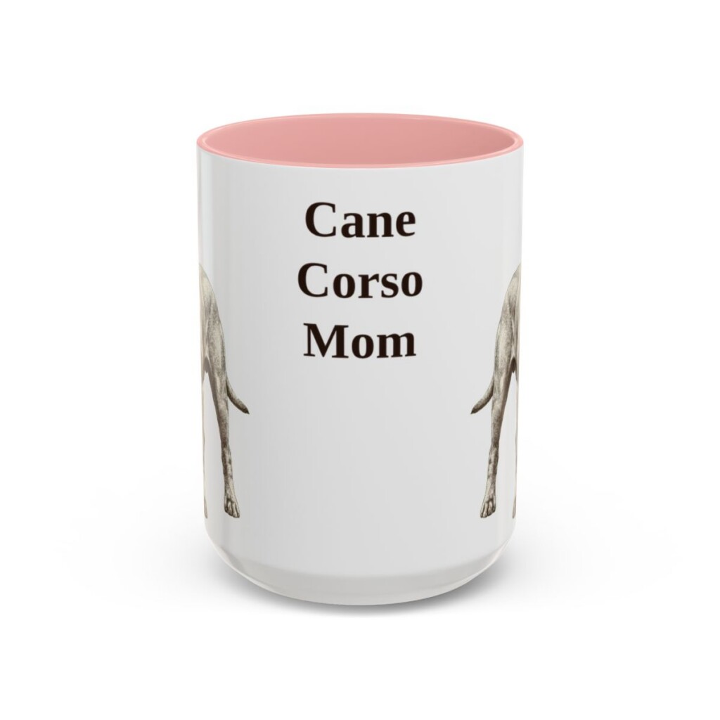15oz Cane Corso Dog Mom Mug, Pink, front view