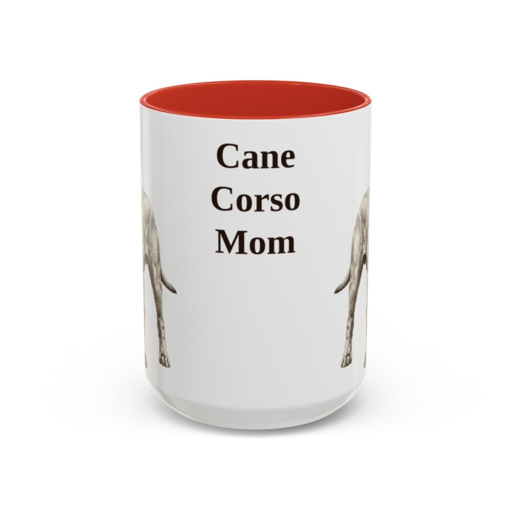 15oz Cane Corso Dog Mom Mug, Red, front view