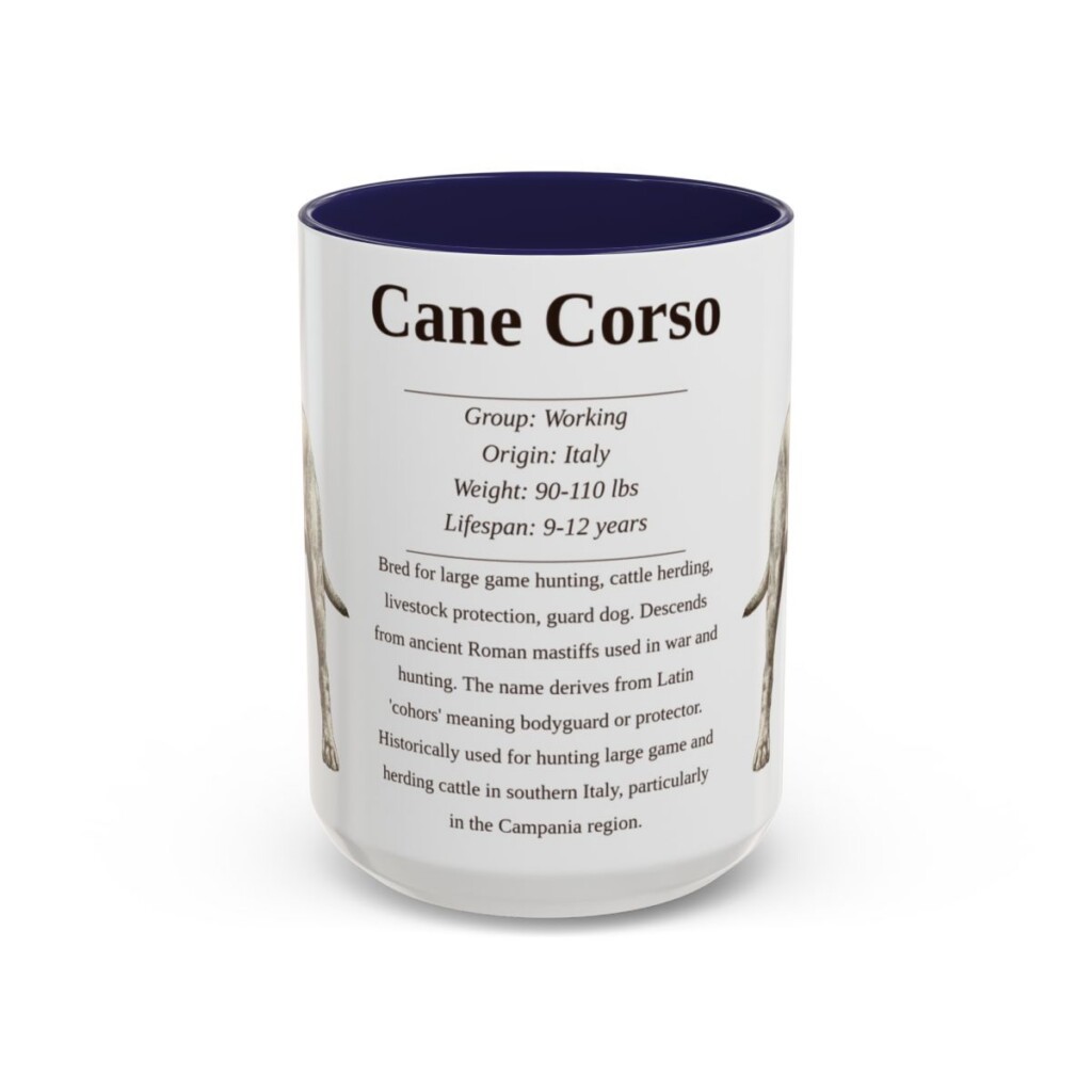 15oz cane corso mug, Navy