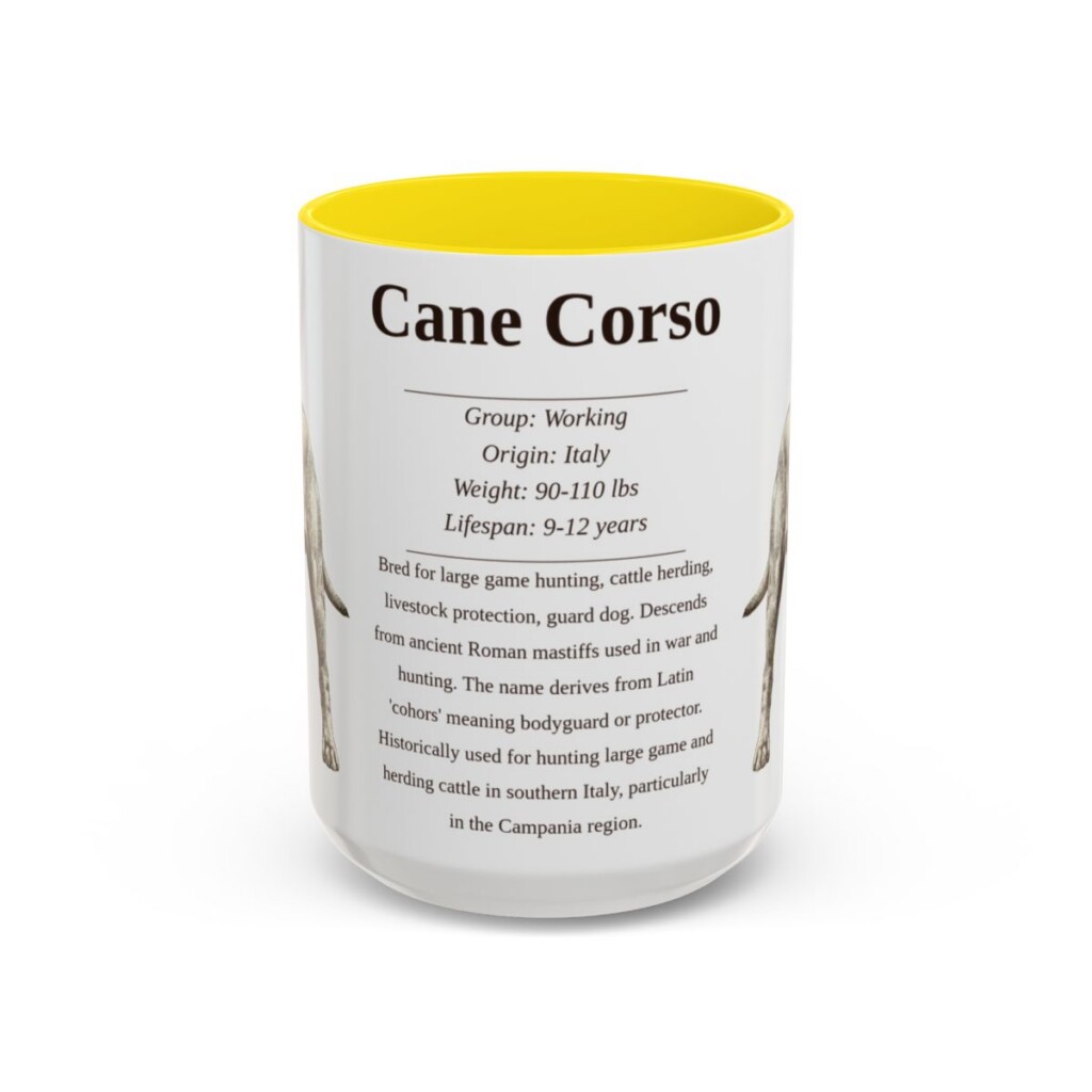 15oz cane corso mug, Yellow