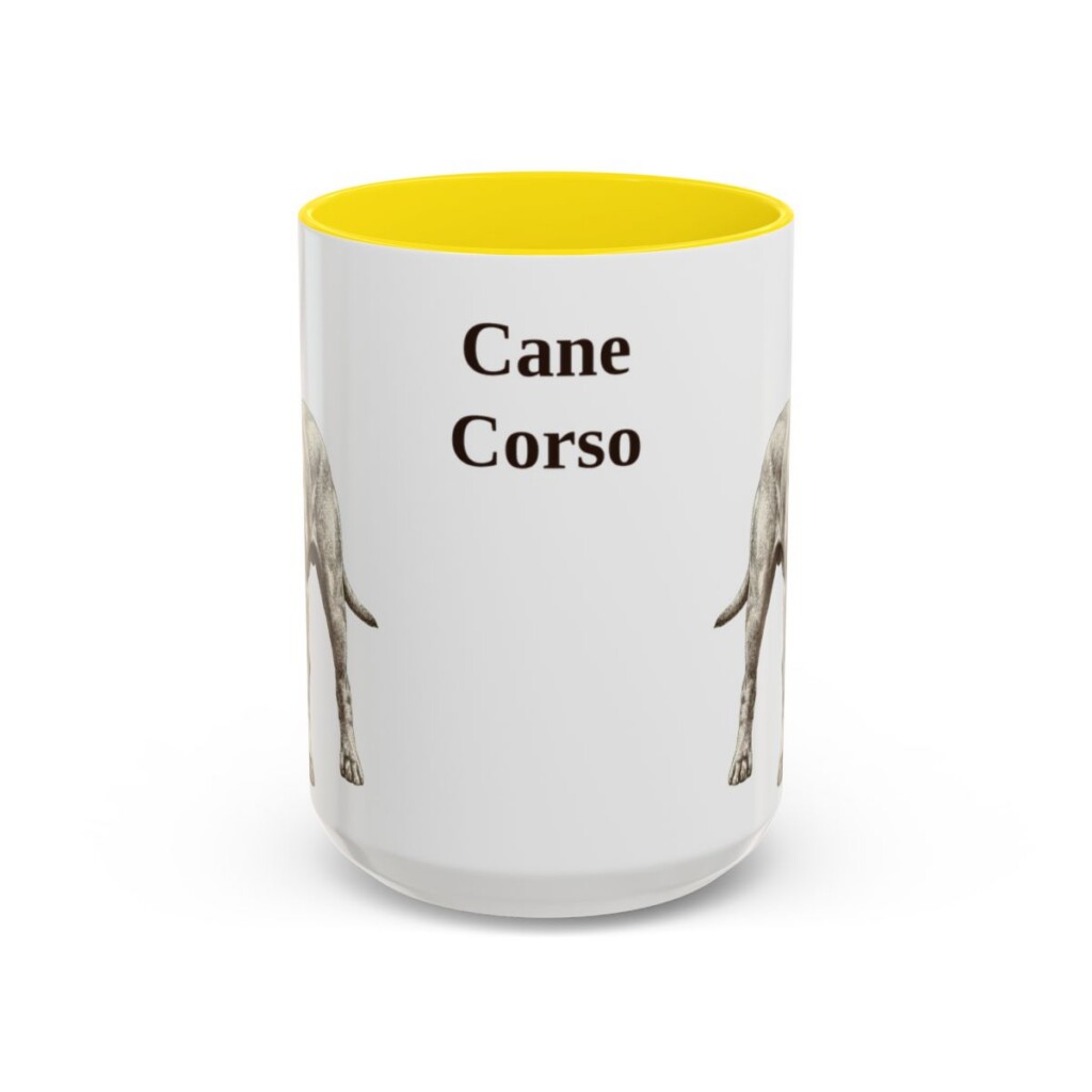 15oz Cane Corso Mug, Yellow, front view