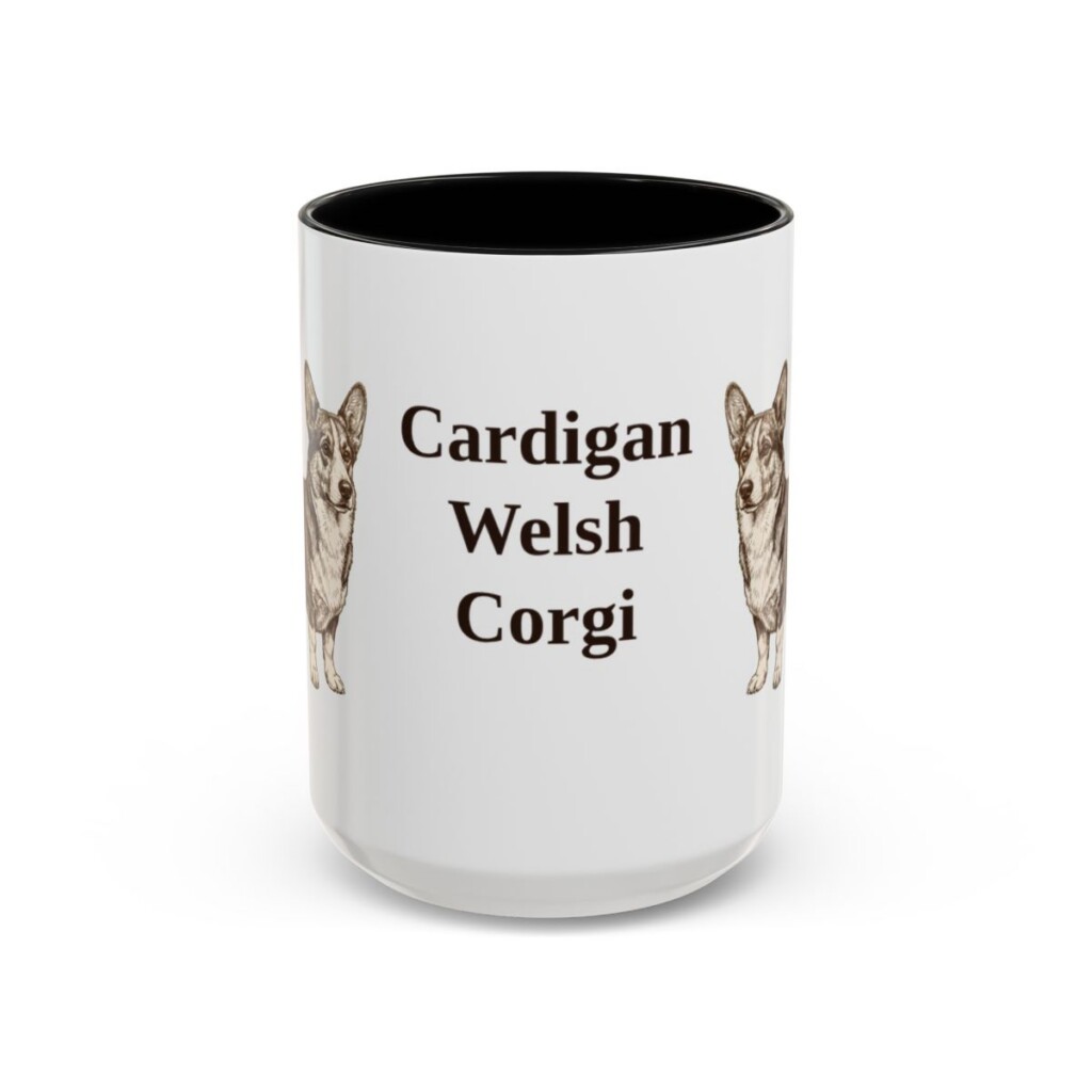 15oz-cardigan-welsh-corgi-mug-black-front 15oz Cardigan Welsh Corgi Mug, Black, front view