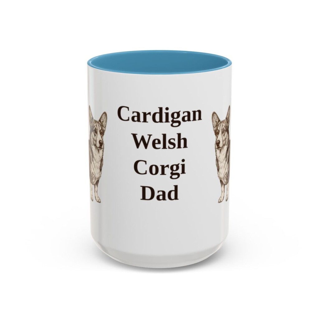 15oz Cardigan Welsh Corgi Dog Dad Mug, Light Blue, front view