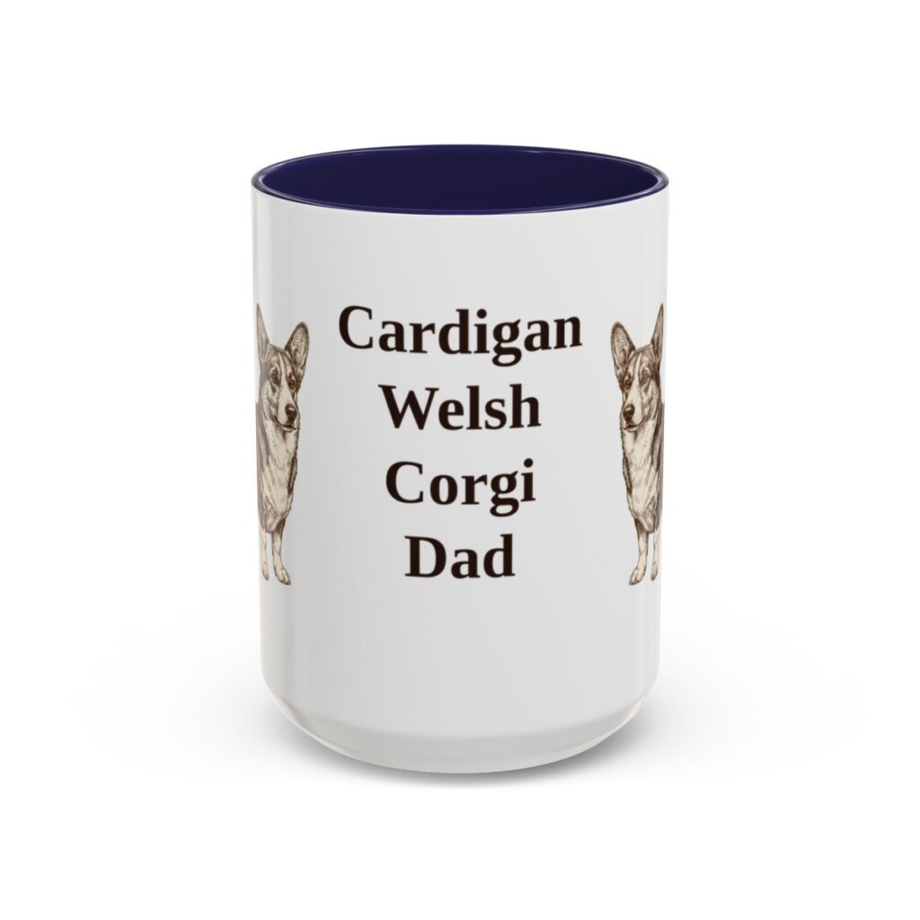 15oz Cardigan Welsh Corgi Dog Dad Mug, Navy, front view