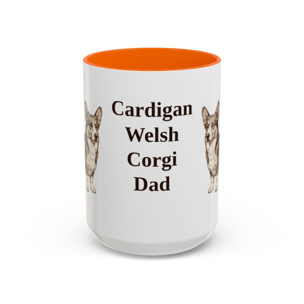15oz Cardigan Welsh Corgi Dog Dad Mug, Orange, front view