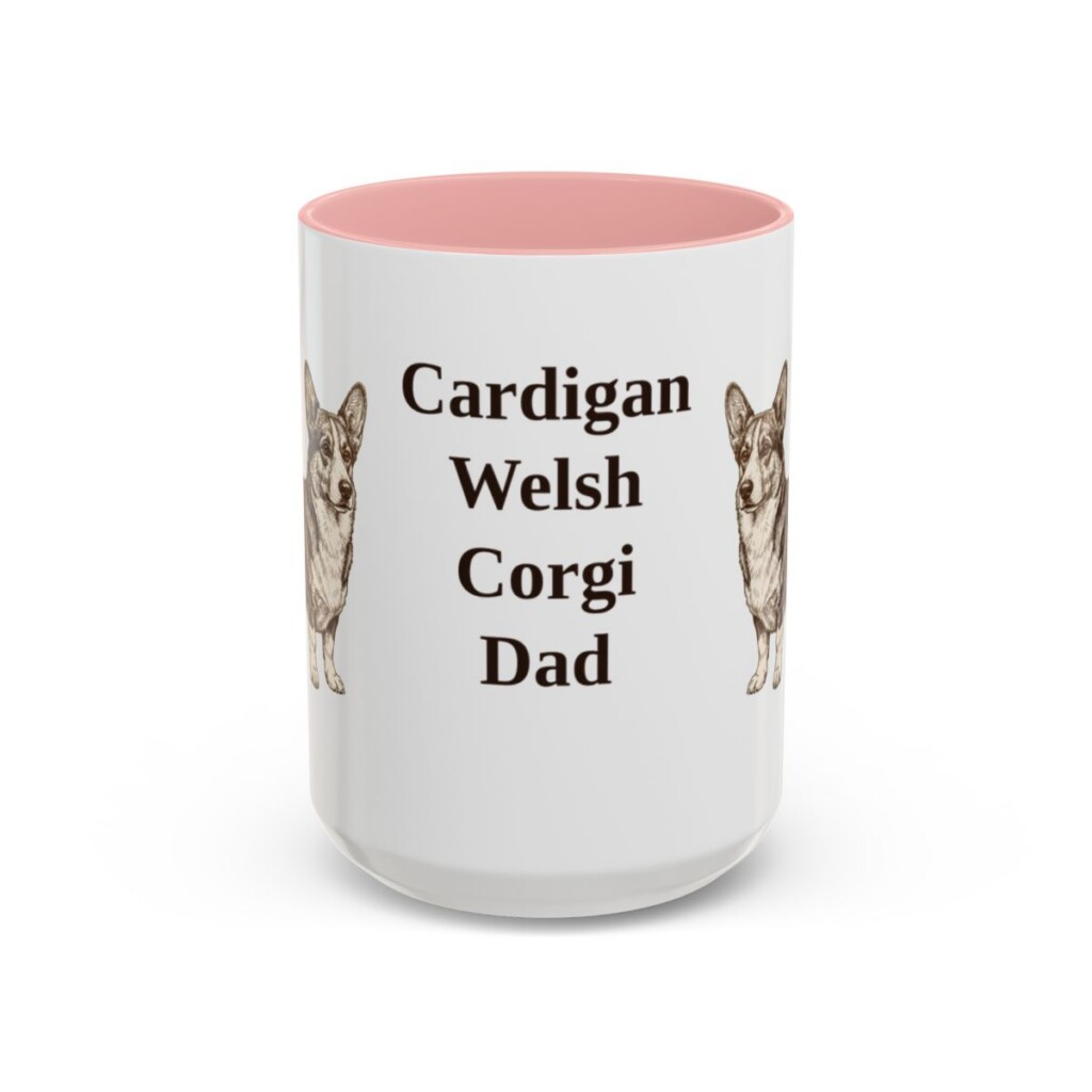15oz Cardigan Welsh Corgi Dog Dad Mug, Pink, front view