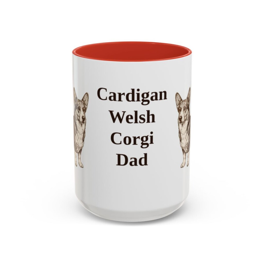 15oz Cardigan Welsh Corgi Dog Dad Mug, Red, front view