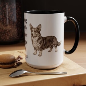 15oz Funny Cardigan Welsh Corgi Mug, Black, lifestyle photo