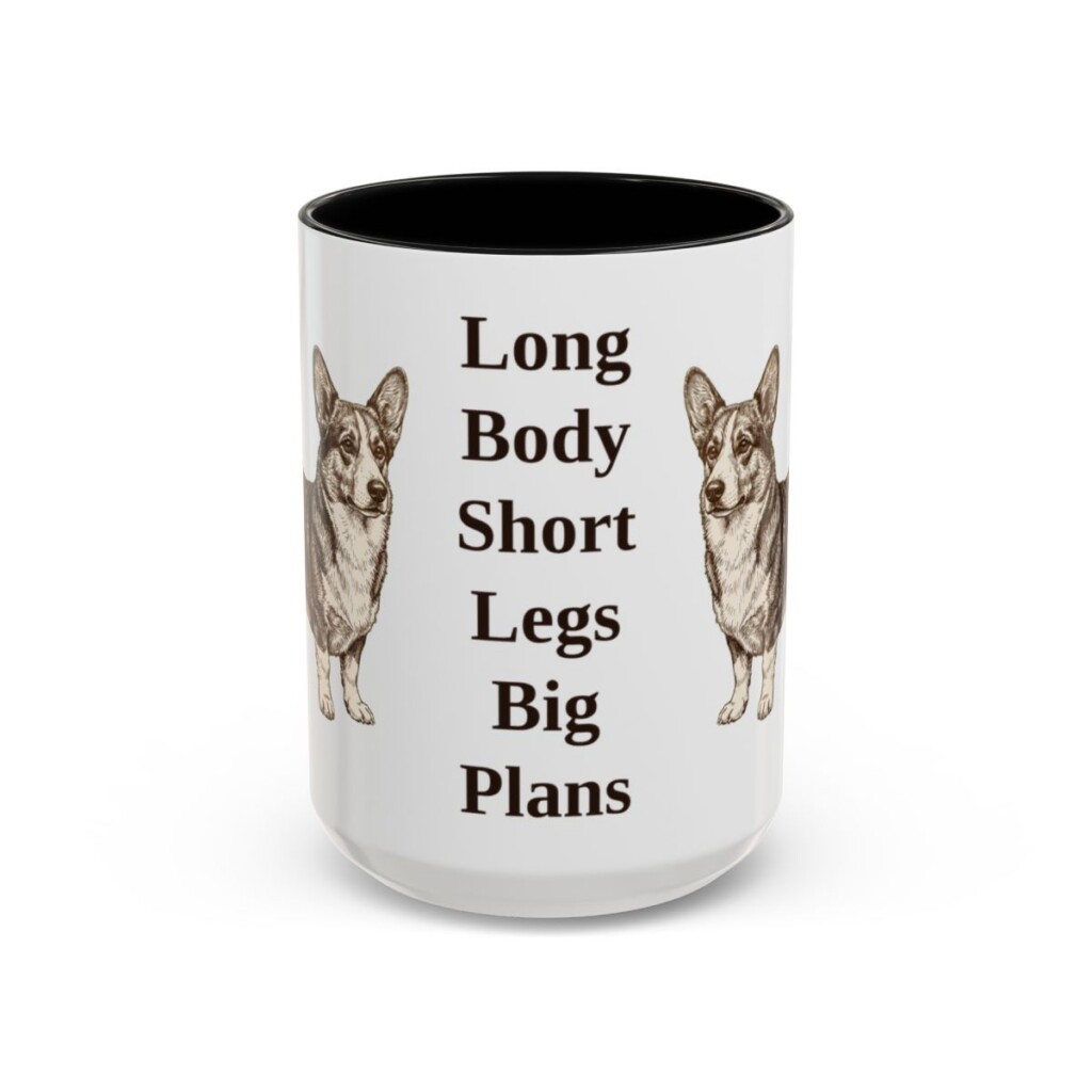 15oz-cardigan-welsh-corgi-mug-humor-black-front 15oz Funny Cardigan Welsh Corgi Mug, Black, front view