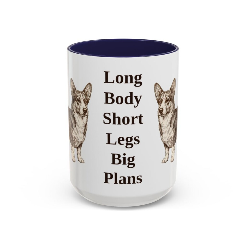 15oz-cardigan-welsh-corgi-mug-humor-navy 15oz Funny Cardigan Welsh Corgi Mug, Navy, front view