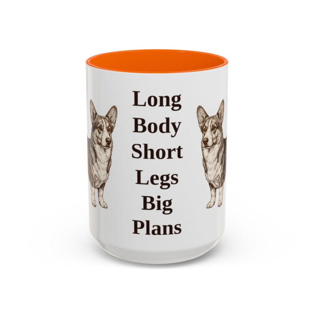 15oz-cardigan-welsh-corgi-mug-humor-orange 15oz Funny Cardigan Welsh Corgi Mug, Orange, front view
