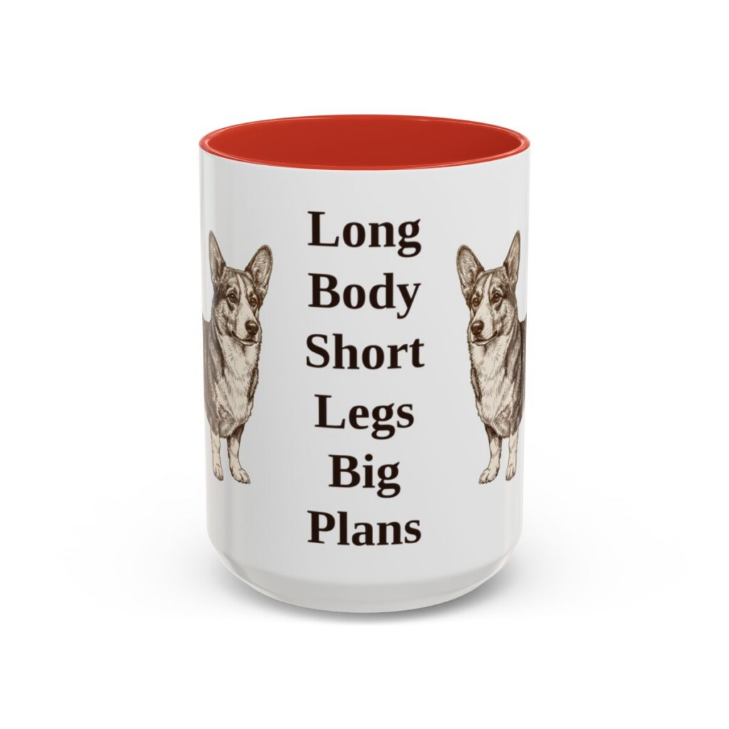 15oz-cardigan-welsh-corgi-mug-humor-red 15oz Funny Cardigan Welsh Corgi Mug, Red, front view