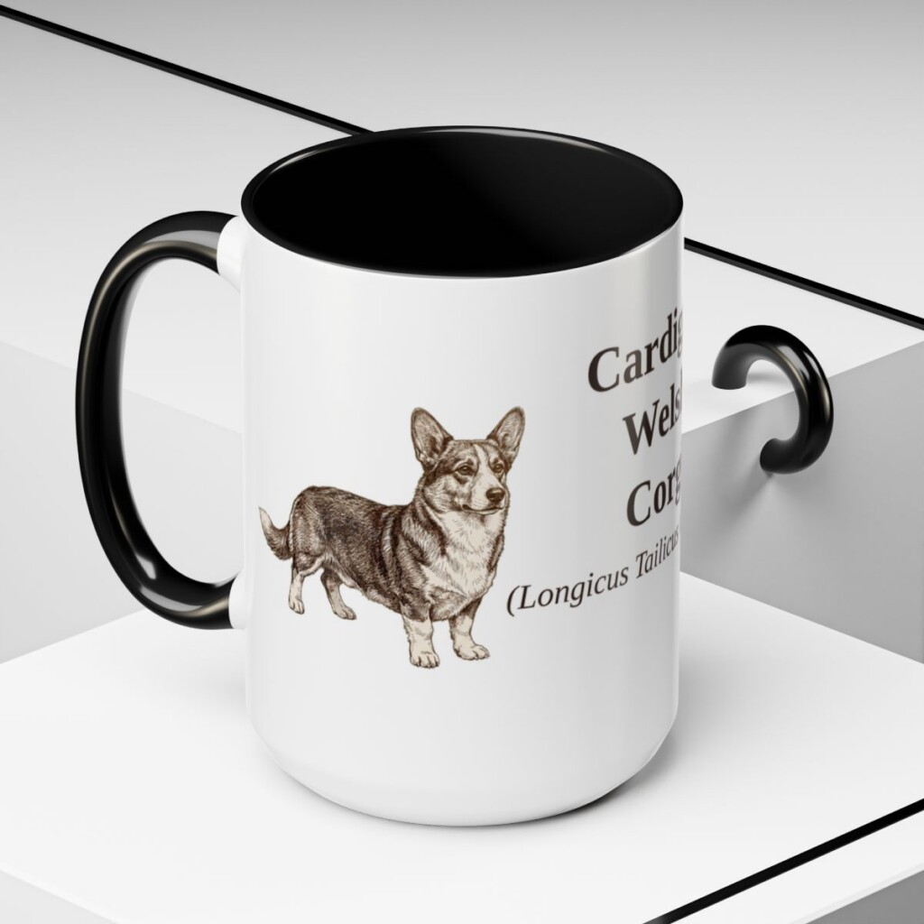 15oz-cardigan-welsh-corgi-mug-latin-black-context-2 15oz Cardigan Welsh Corgi Latin Mug, Black, lifestyle photo