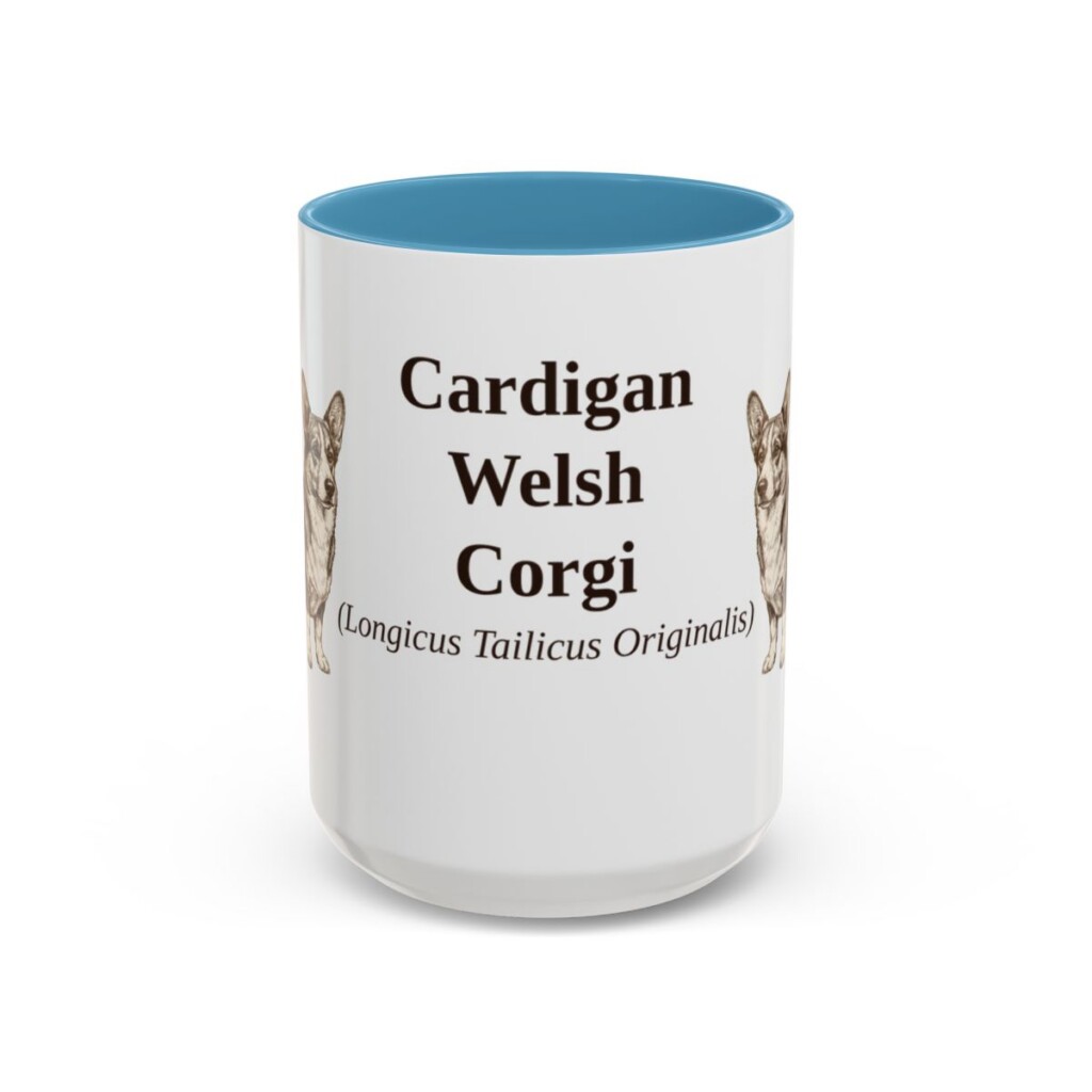 15oz-cardigan-welsh-corgi-mug-latin-light-blue 15oz Cardigan Welsh Corgi Latin Mug, Light Blue, front view