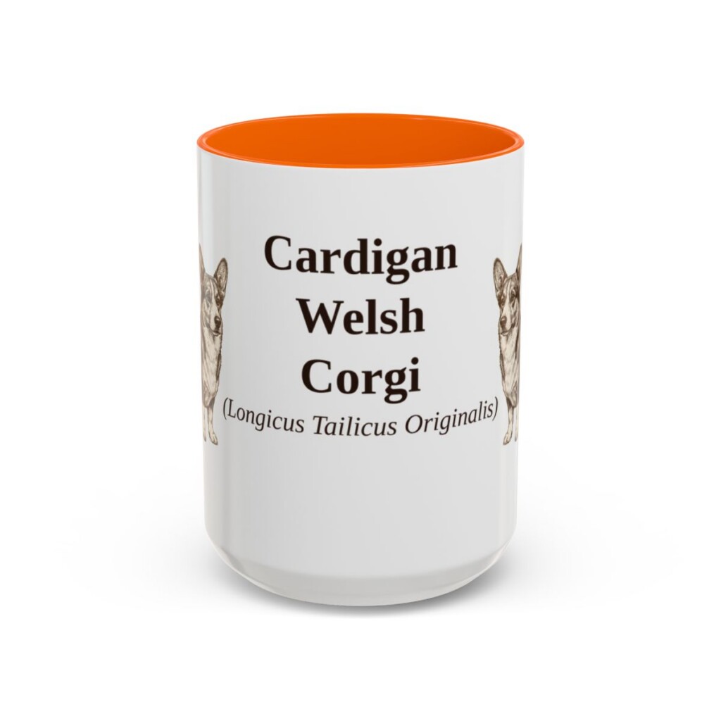 15oz-cardigan-welsh-corgi-mug-latin-orange 15oz Cardigan Welsh Corgi Latin Mug, Orange, front view