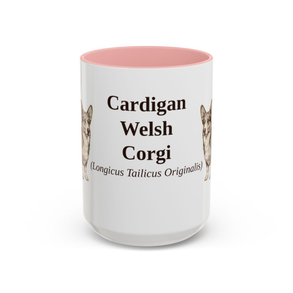 15oz-cardigan-welsh-corgi-mug-latin-pink 15oz Cardigan Welsh Corgi Latin Mug, Pink, front view