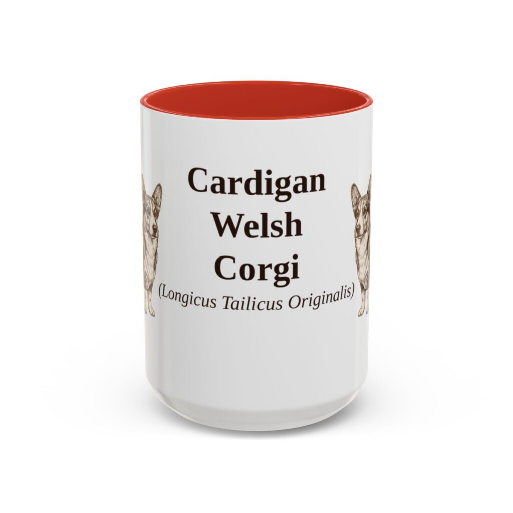 15oz-cardigan-welsh-corgi-mug-latin-red 15oz Cardigan Welsh Corgi Latin Mug, Red, front view