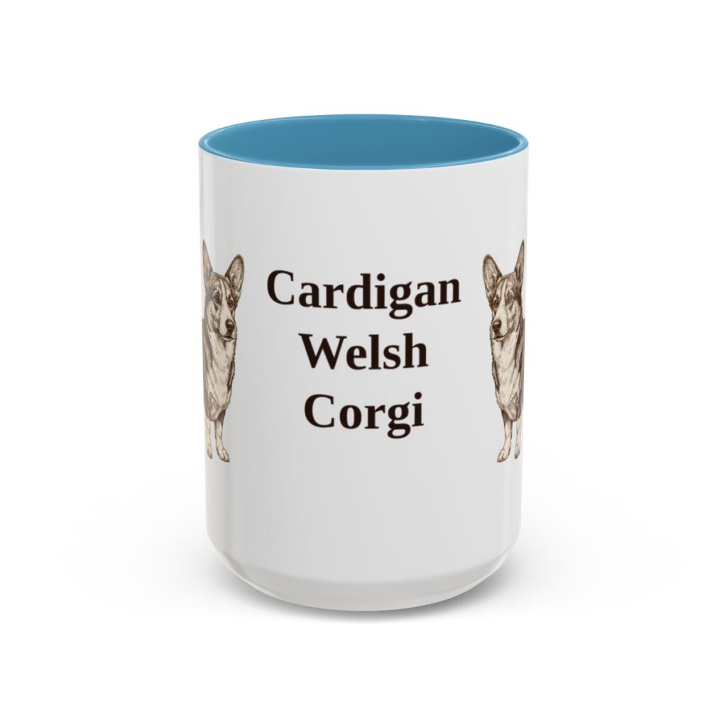15oz-cardigan-welsh-corgi-mug-light-blue 15oz Cardigan Welsh Corgi Mug, Light Blue, front view