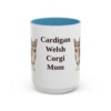 15oz Cardigan Welsh Corgi Dog Mom Mug, Light Blue, front view
