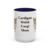 15oz Cardigan Welsh Corgi Dog Mom Mug, Navy, front view