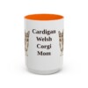 15oz Cardigan Welsh Corgi Dog Mom Mug, Orange, front view