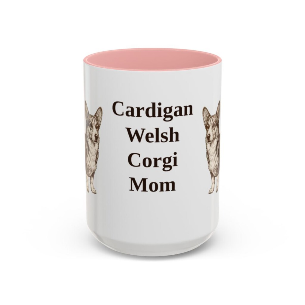 15oz Cardigan Welsh Corgi Dog Mom Mug, Pink, front view