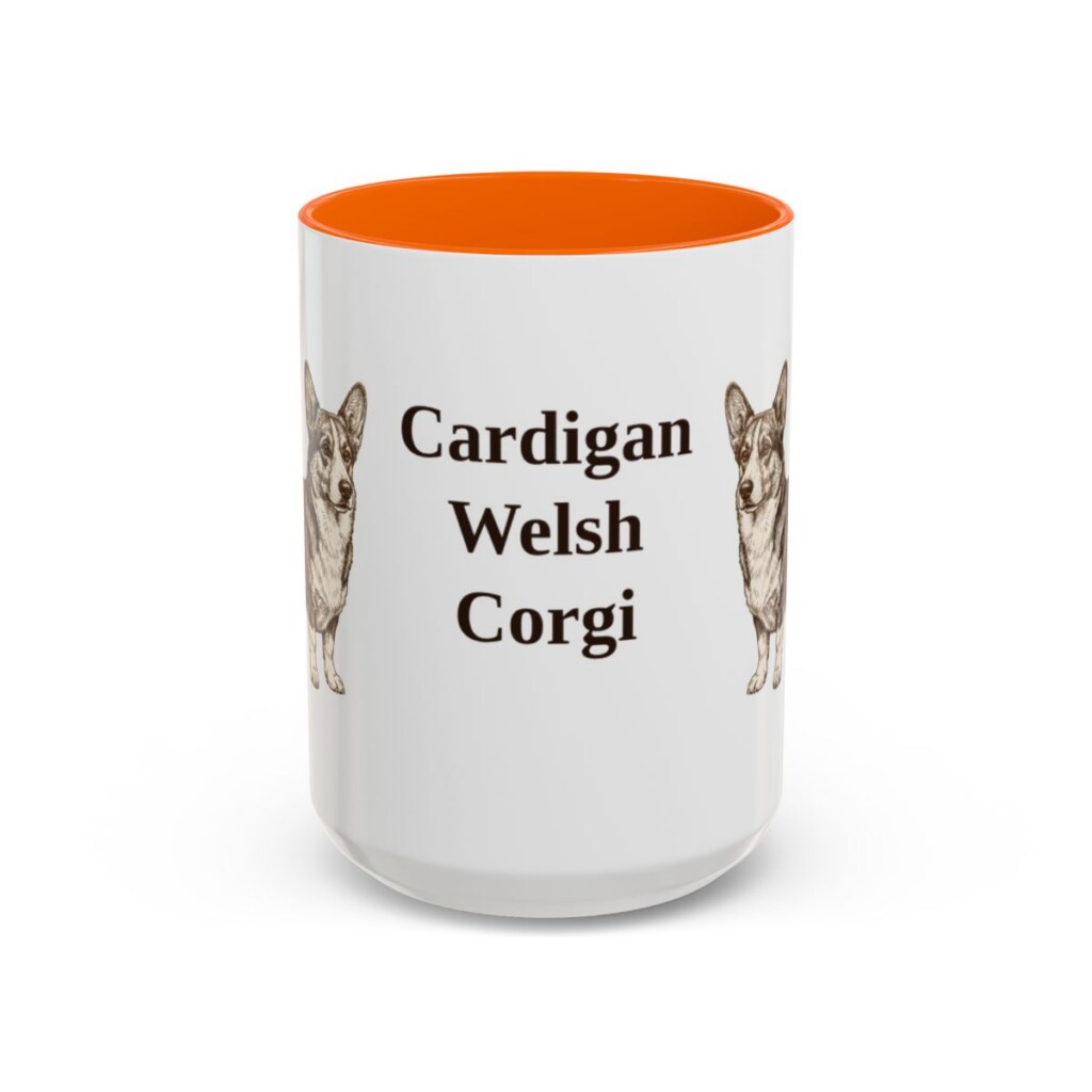 15oz-cardigan-welsh-corgi-mug-orange 15oz Cardigan Welsh Corgi Mug, Orange, front view