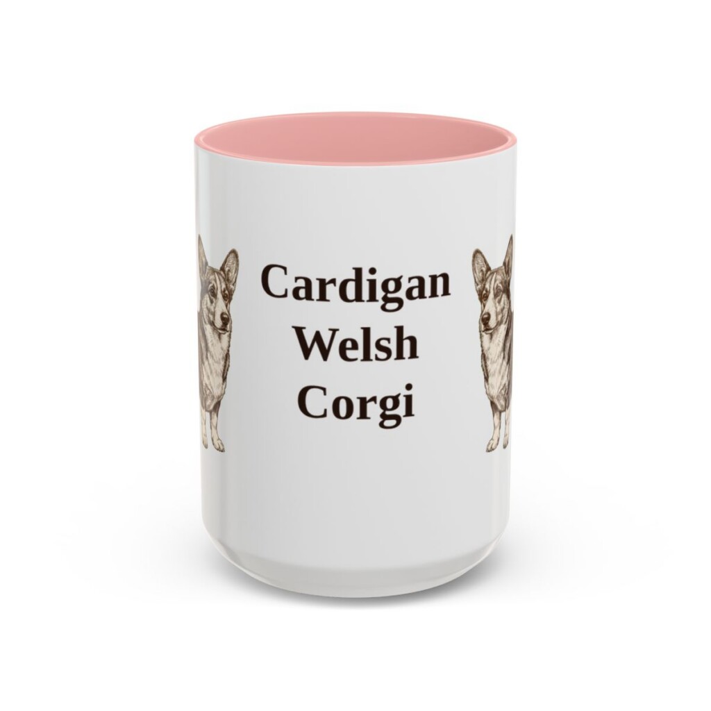 15oz-cardigan-welsh-corgi-mug-pink 15oz Cardigan Welsh Corgi Mug, Pink, front view