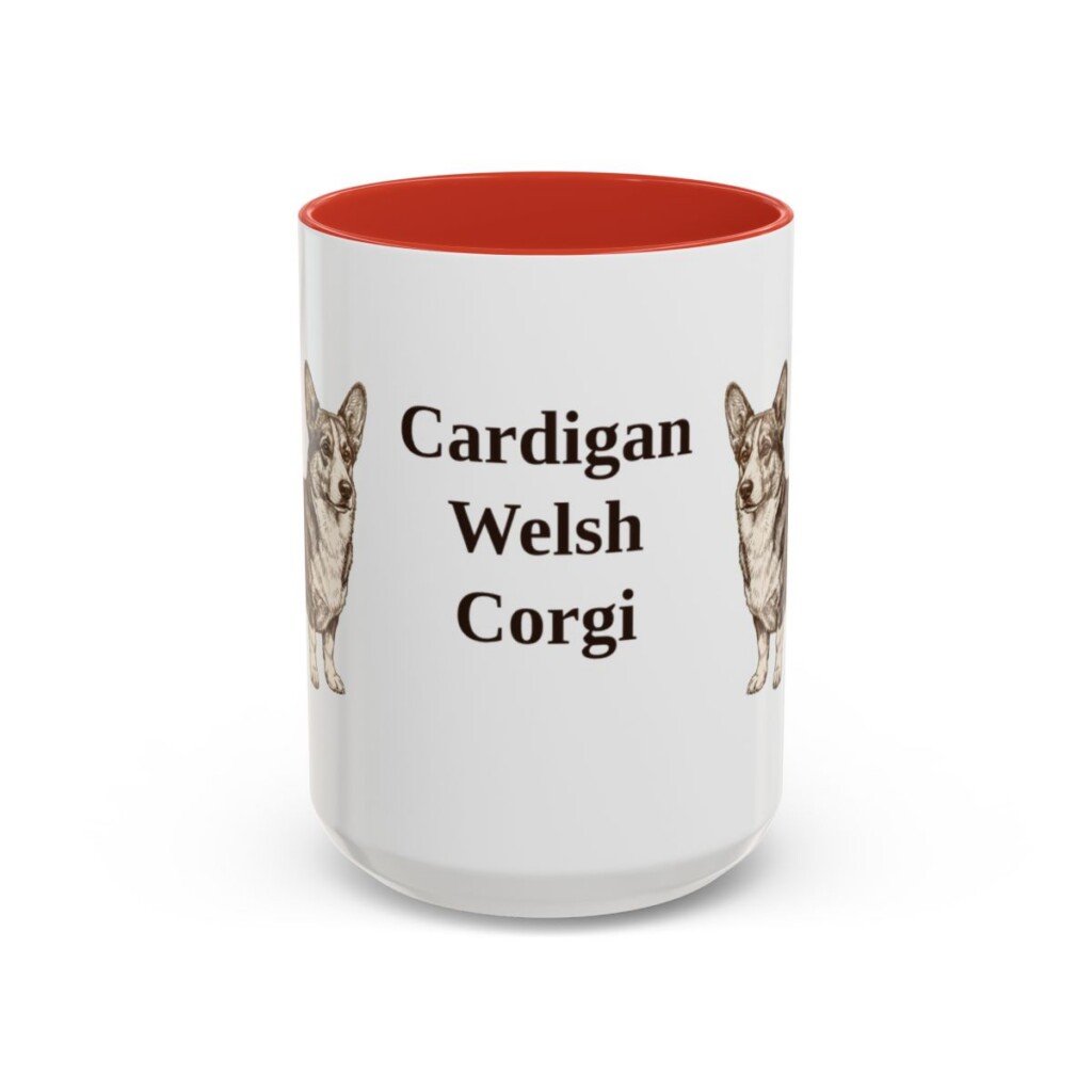15oz-cardigan-welsh-corgi-mug-red 15oz Cardigan Welsh Corgi Mug, Red, front view