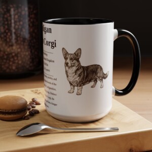15oz Cardigan Welsh Corgi Mug, Black, lifestyle photo