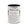 15oz Cardigan Welsh Corgi Mug, Black, front view