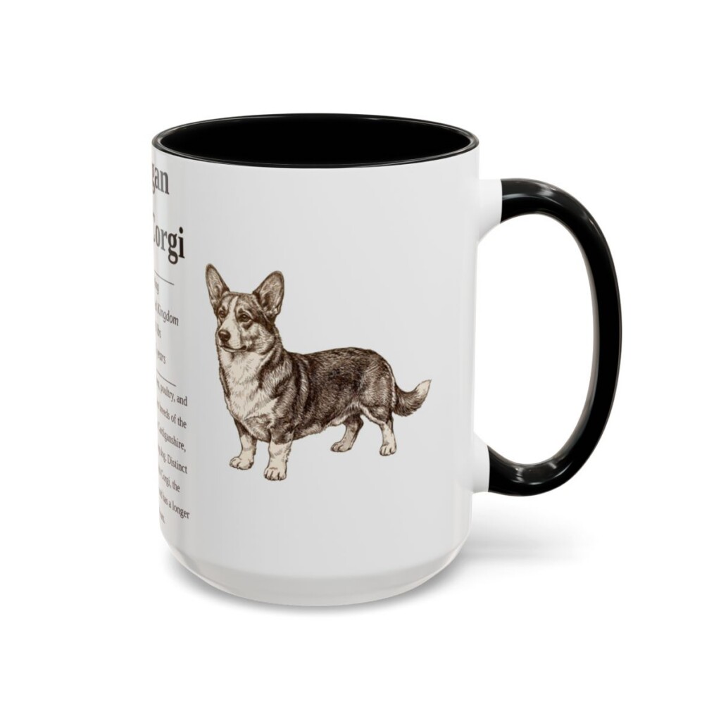 15oz Cardigan Welsh Corgi Mug, Black, right side view