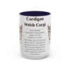 15oz Cardigan Welsh Corgi Mug, Navy, front view