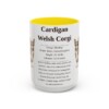 15oz Cardigan Welsh Corgi Mug, Yellow, front view
