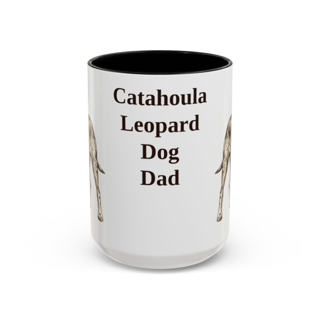 15oz catahoula leopard dog mug, Black