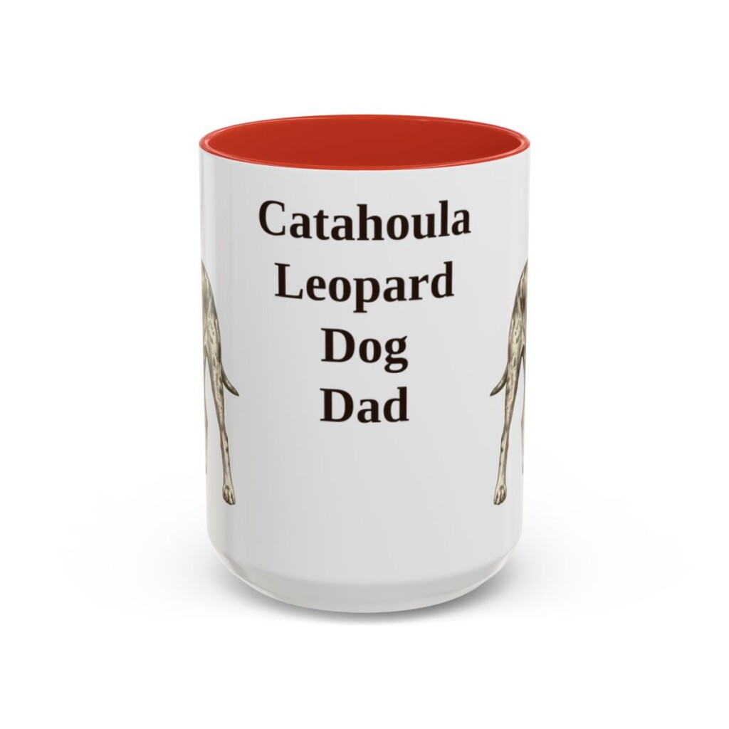15oz catahoula leopard dog mug, Red