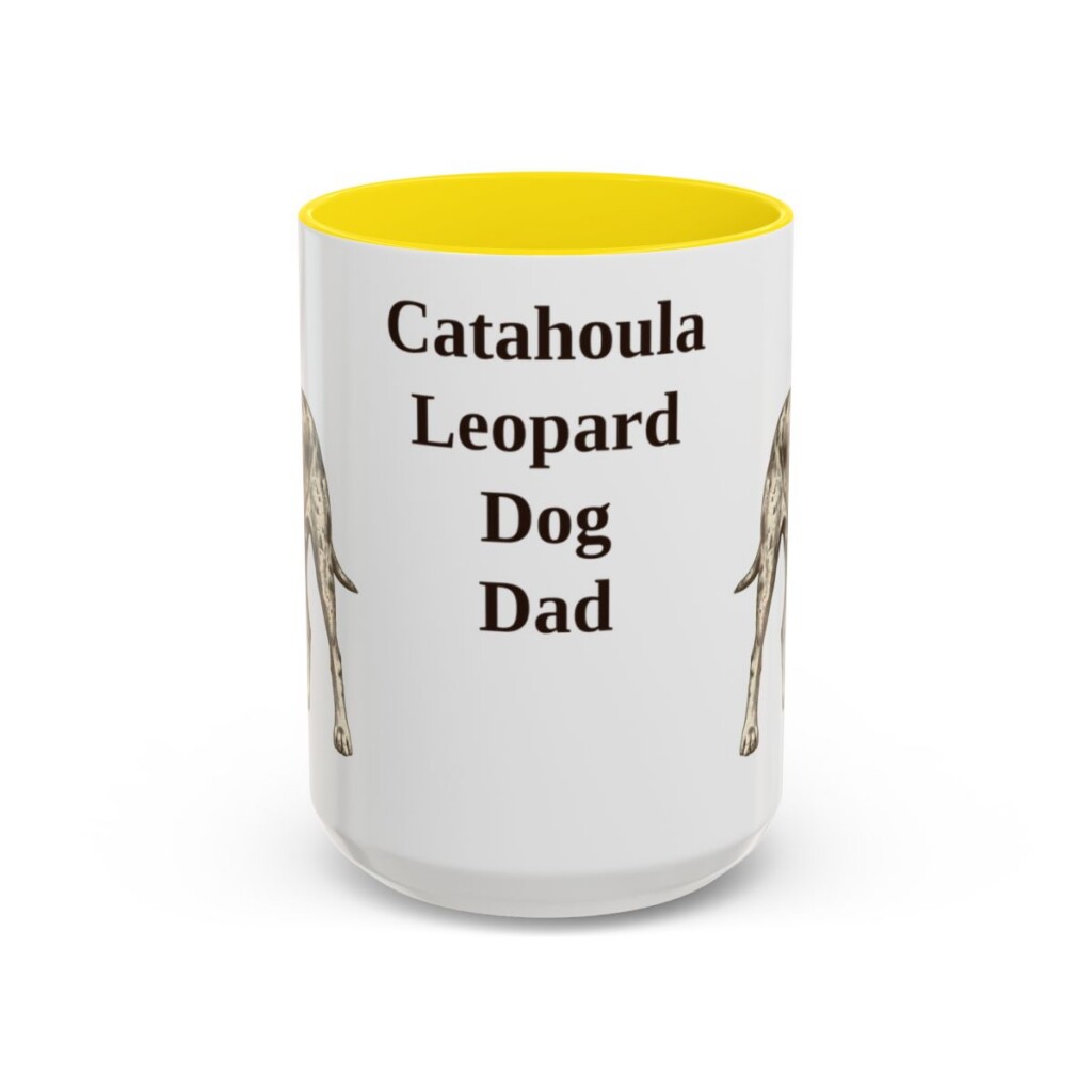 15oz catahoula leopard dog mug, Yellow