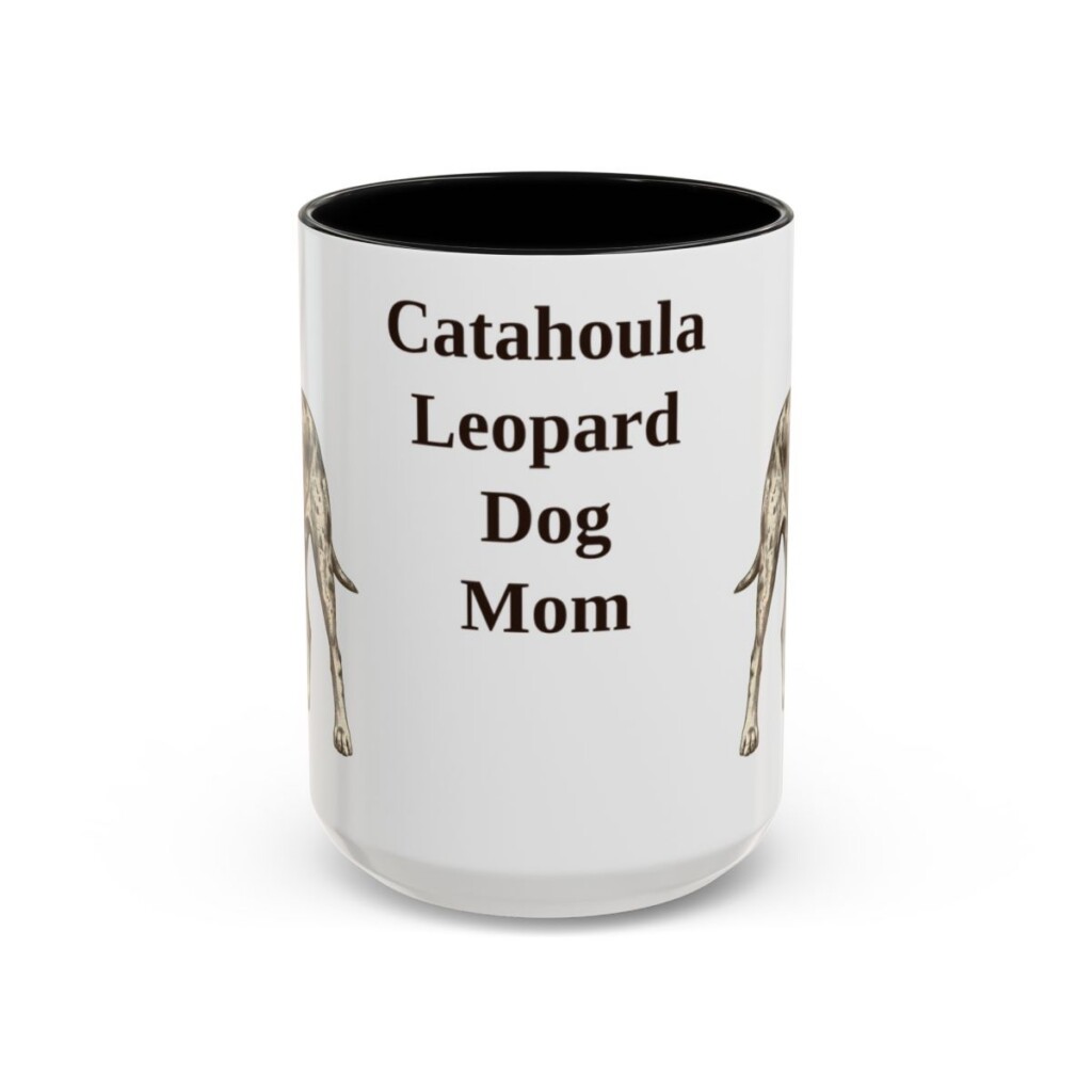 15oz catahoula leopard dog mug, Black